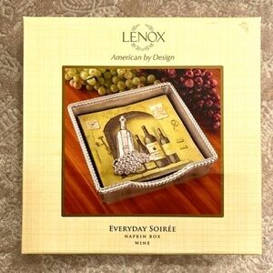 Brand New Lenox Everyday Soirée Wine Beverage Napkin Box Holder Grapes